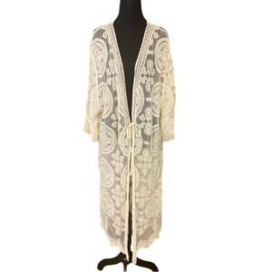 Negs Elegant White Lace Kimono Cardigan cottagecore boho one size